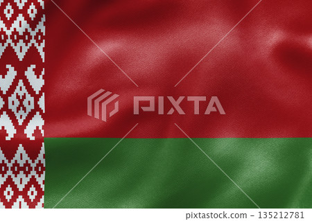 Belarus national flag with red green colors and traditional pattern. Belarus national flag with red green colors and traditional pattern. 135212781