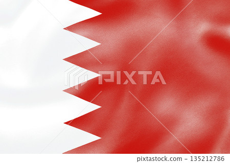 Bahrain national flag with red white colors and serrated edge. 135212786