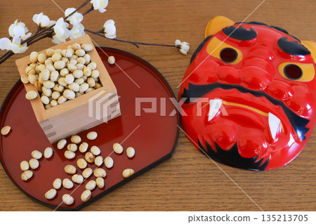 Oni Mask and Beans Image of Setsubun 135213705