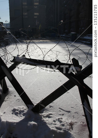 Barbed wire with spikes 135213785