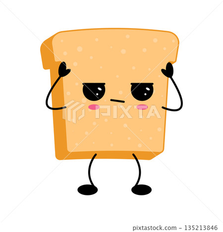 Cute kawaii toast bread cartoon character illustration 135213846