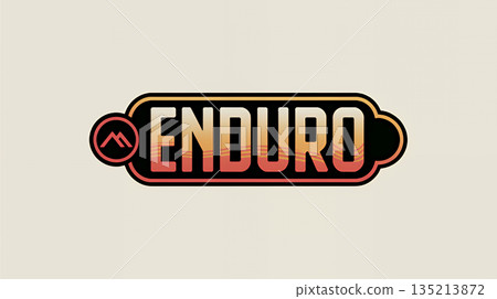 Enduro logo on beige background. Enduro word logotype. Enduro text icon. Enduro script symbol. 135213872