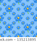 seamless pattern with chamomile flowers 135213895