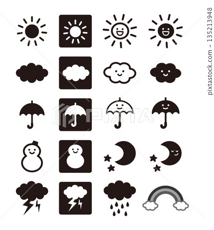 Black and white weather icon illustration set 135213948