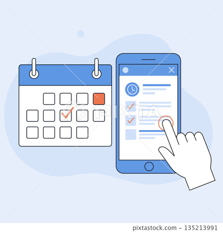 Smartphone calendar app hand touch screen 135213991