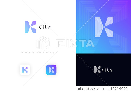 Line Geometric Logo Letter K Monogram Concept Design for Digital Science Architect Technology Startup Business Identity Branding Emblem Label with Modern Sans Serif Font Alphabet. Vector Illustration Line Geometric Logo Letter K Monogram Concept Design for Digital Science Architect Technology Startup Business Identity Branding Emblem Label with Modern Sans Serif Font Alphabet. Vector Illustration 135214001