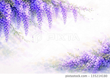 精美的紫藤花插畫背景螢幕 135214180