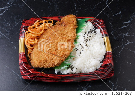 Loin pork cutlet bento 135214208