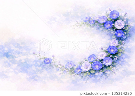 精美的牽牛花插畫桌布 135214280