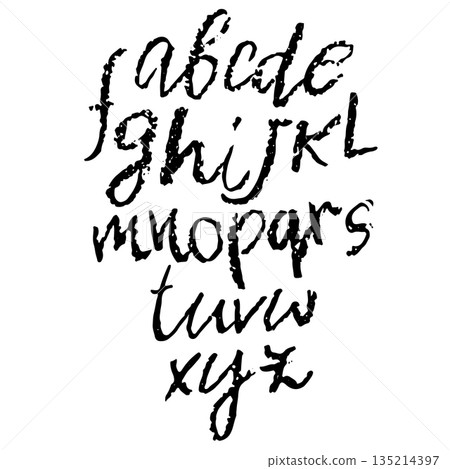 Real Hand Drawn Grunge Chalk Textured Font 135214397