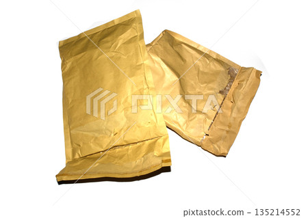 Packing envelope padded mailer bag opened and empty recycling shipping postal waste 135214552