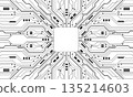 Abstract black circuit board technology connected lines electronics elements computer motherboard chip processor semiconductor digital on white background vector 135214603