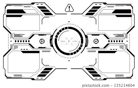 HUD sci-fi interface screen view black circular geometric design virtual futuristic technology creative display on white vector 135214604