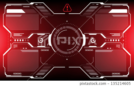 HUD sci-fi interface screen view white circular geometric design virtual futuristic technology creative display on red vector 135214605