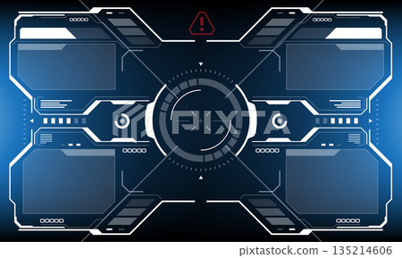 HUD sci-fi interface screen view white circular geometric design virtual futuristic technology creative display on blue vector 135214606
