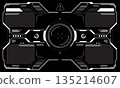 HUD sci-fi interface screen view white circular geometric design virtual futuristic technology creative display on black vector 135214607