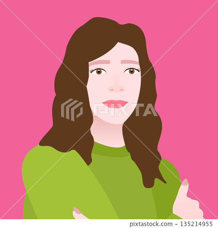 Brunette Girl Portrait Green Sweater Brunette Girl Portrait Green Sweater 135214955