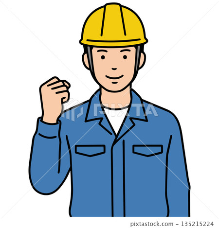 Smiling construction workers. Safety and teamwork in civil engineering work for men and women in yellow helmets and work clothes. 135215224