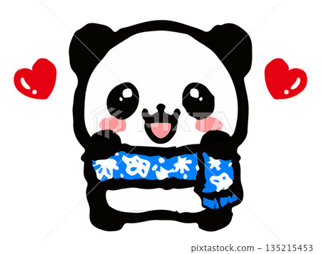熊貓塗鴉插圖，冬日圍巾 2 135215453