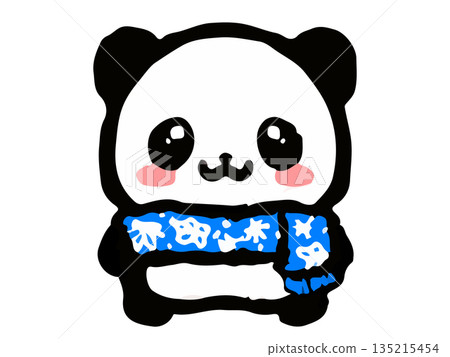 熊貓塗鴉插圖，冬日圍巾3 135215454