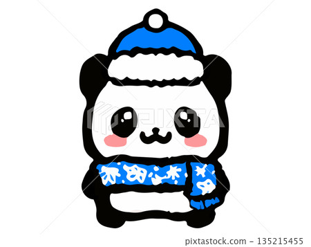 熊貓塗鴉插圖，冬日圍巾 4 135215455