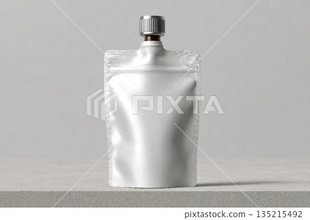 blank packaging white pouch for food product design mock-up isolated on white background with clipping path 135215492