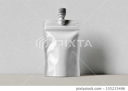 blank packaging white pouch for food product design mock-up isolated on white background with clipping path blank packaging white pouch for food product design mock-up isolated on white background with clipping path 135215496
