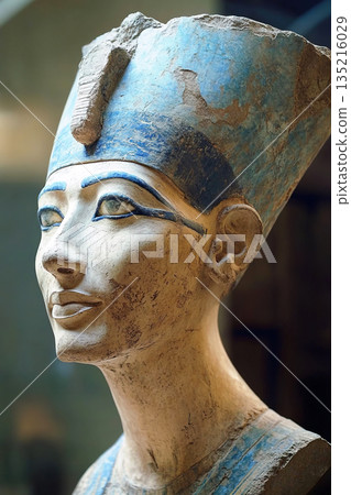 Stunning representation of Akhenaten the ancient Egyptian pharaoh in a historical artifact 135216029