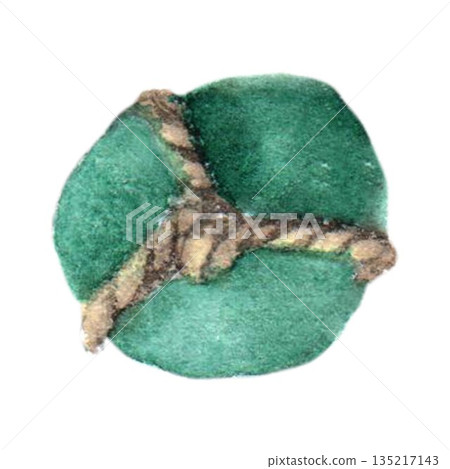 A green stone wrapped in twine, hand-painted in watercolor on an isolated background; a simple drawing of a decorative natural element for making jewelry, amulets, talismans, and dreamcatchers. A green stone wrapped in twine, hand-painted in watercolor on an isolated background; a simple drawing of a decorative natural element for making jewelry, amulets, talismans, and dreamcatchers. 135217143
