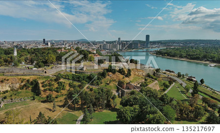 Kalemegdan fort in Belgrade Serbia and Save river Kalemegdan fort in Belgrade Serbia and Save river 135217697