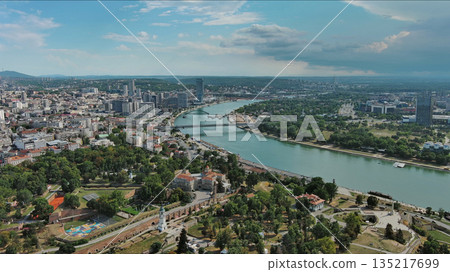 Kalemegdan fort in Belgrade Serbia and Save river Kalemegdan fort in Belgrade Serbia and Save river 135217699