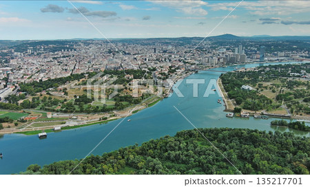 Belgrade Serbia isalnd and Sava and Danube rivers Belgrade Serbia isalnd and Sava and Danube rivers 135217701