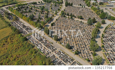 Densely packed cemetery graveyard Densely packed cemetery graveyard 135217708
