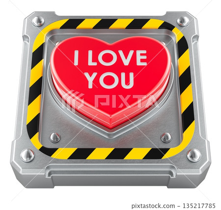 I Love You emergency heart button. 3D rendering I Love You emergency heart button. 3D rendering 135217785
