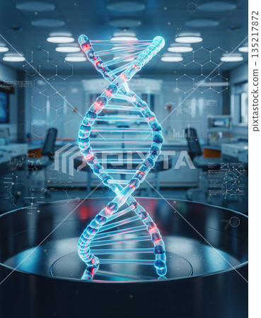 Digital representation of DNA structure in a laboratory setting during a research study on genetics 135217872