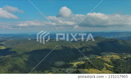 Mountains, hills and meadow, village in Tara park Mountains, hills and meadow, village in Tara park 135217905