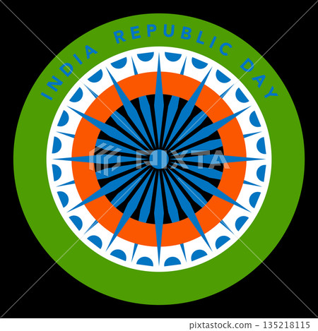 Republic Day Banner Design Template Illustration, Indian Republic Day Social Media Header background, vector logo round design isolated on black Republic Day Banner Design Template Illustration, Indian Republic Day Social Media Header background, vector logo round design isolated on black 135218115