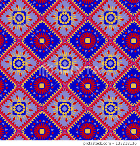 Mexican background - multi-colored Latin American diamond pattern Mexican background - multi-colored Latin American diamond pattern 135218136