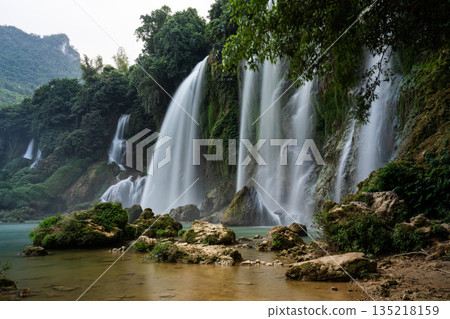 Detian Falls cascading water creating a beautiful landscape in Vietnam Detian Falls cascading water creating a beautiful landscape in Vietnam 135218159