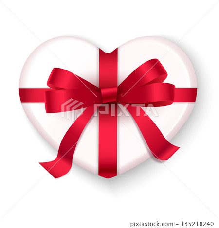 Realistic gift box with satin bow Realistic gift box with satin bow 135218240