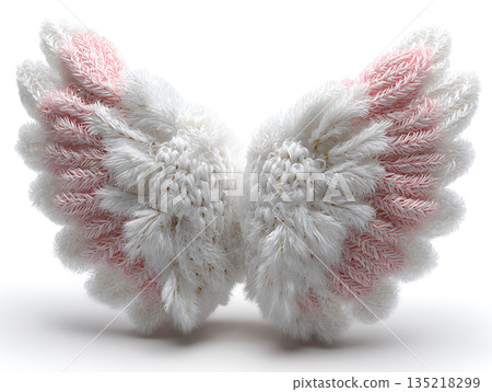 Knitted angel wings with pink accents for wedding or celebration 135218299