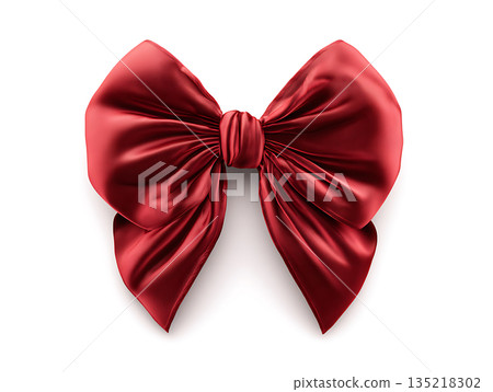 Red satin bow for a Valentine's Day gift wrapping 135218302