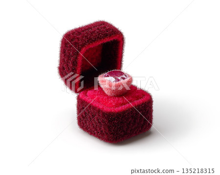 Fuzzy engagement ring in a fuzzy box for Valentine's Day gift 135218315