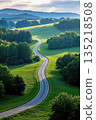 蜿蜒道路穿行绿色原野 135218508