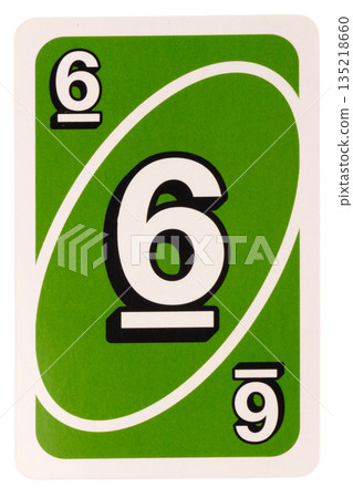 card game color green six isolated on white background card game color green six isolated on white background 135218660