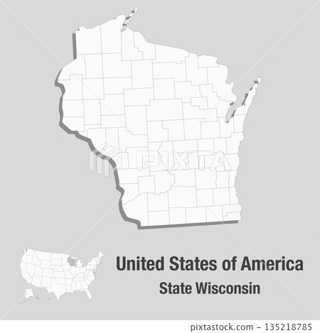 Detailed vector map of the USA - State Wisconsin 135218785