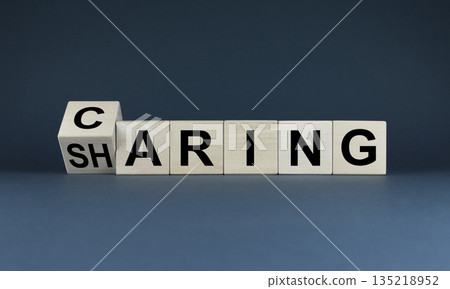 Caring and sharing. Cubes form the words Caring - sharing. 135218952