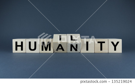Cubes form the expression humility - humanity. Religion and spirituality concept 135219024