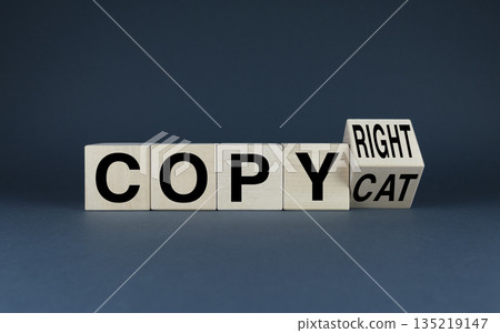 Cubes form words Copycat or copyright. Business Concept Cubes form words Copycat or copyright. Business Concept 135219147