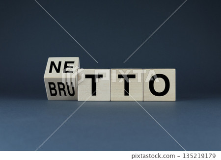 Cubes form the words Brutto or netto. The concept of determining the weight and mass of the product Cubes form the words Brutto or netto. The concept of determining the weight and mass of the product 135219179